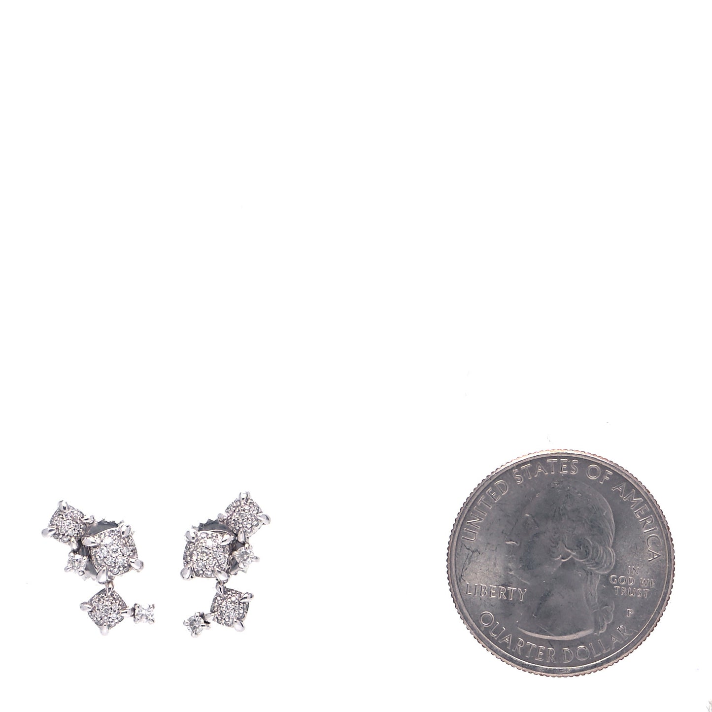 18K White Gold Diamond Precious Chatelaine Climber Earrings