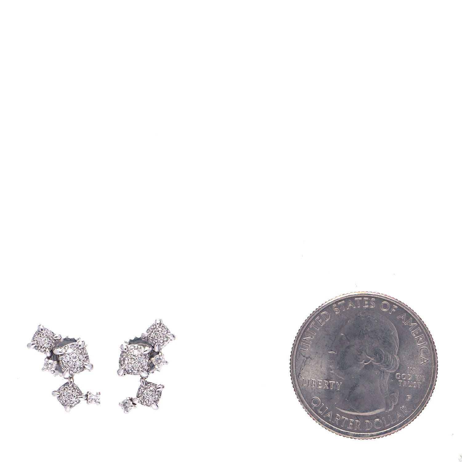 David Yurman 18K White Gold Diamond Precious Chatelaine Climber Earrings 2 of 5