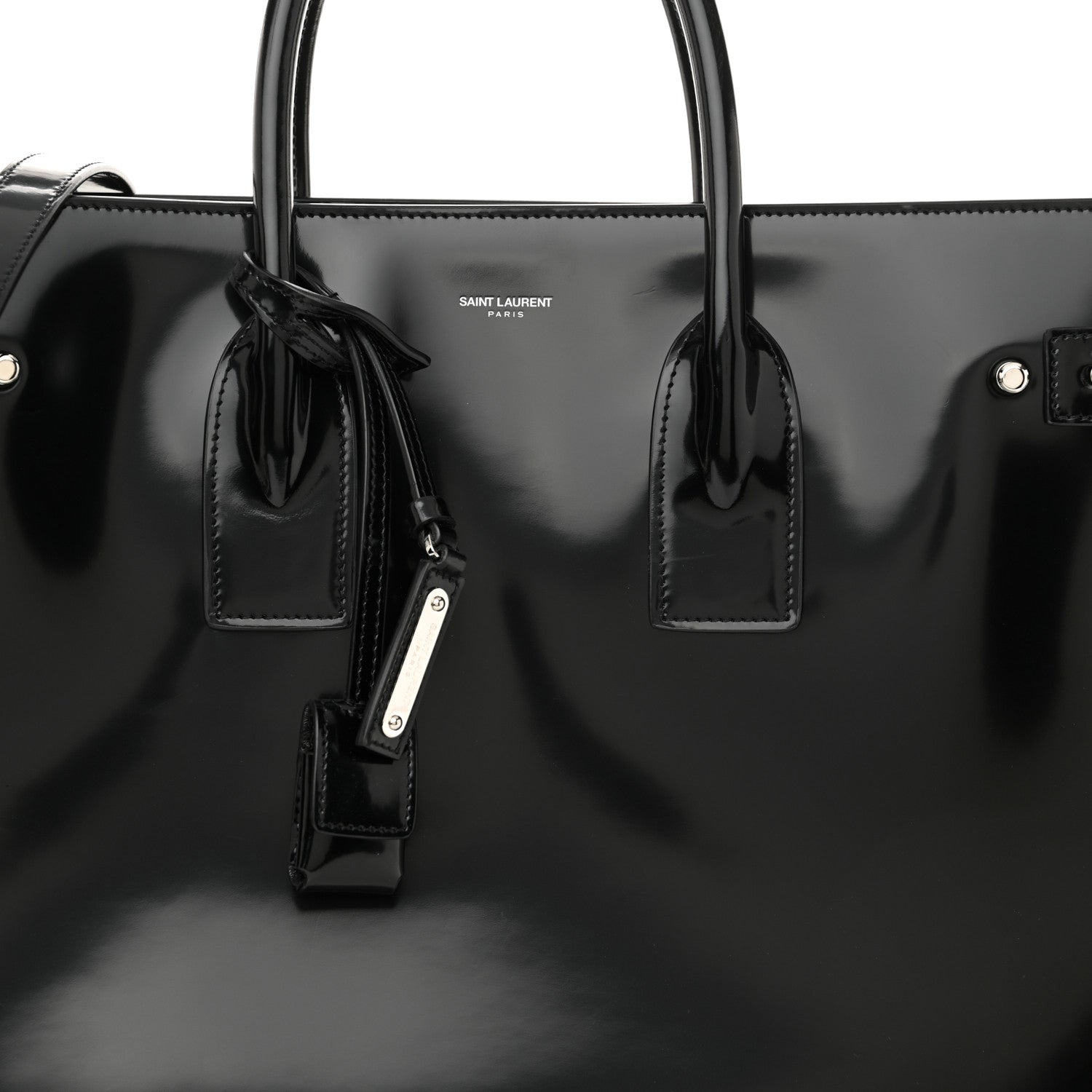 Saint Laurent Patent Calfskin Large Thin Sac De Jour Black 8 of 10