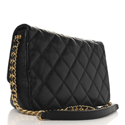 Chanel Shiny Caviar Quilted Large Chain Melody Flap Black 3 of 10