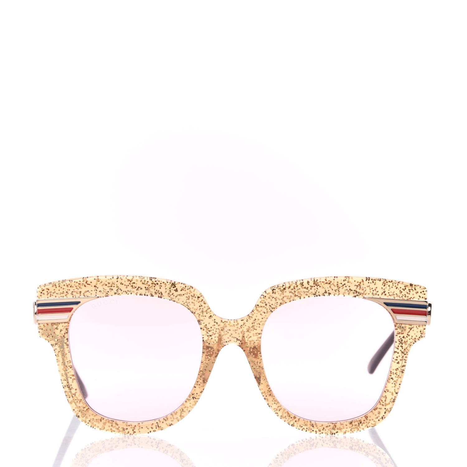 Gucci Acetate Square Frame Web Glitter GG0281S Sunglasses Gold 2 of 7