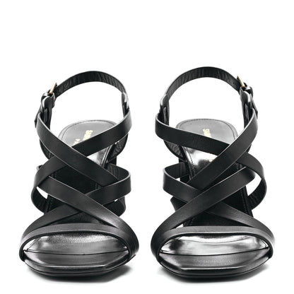 Saint Laurent Smooth Calfskin Joan 90 Sandals 38.5 Black 2 of 8