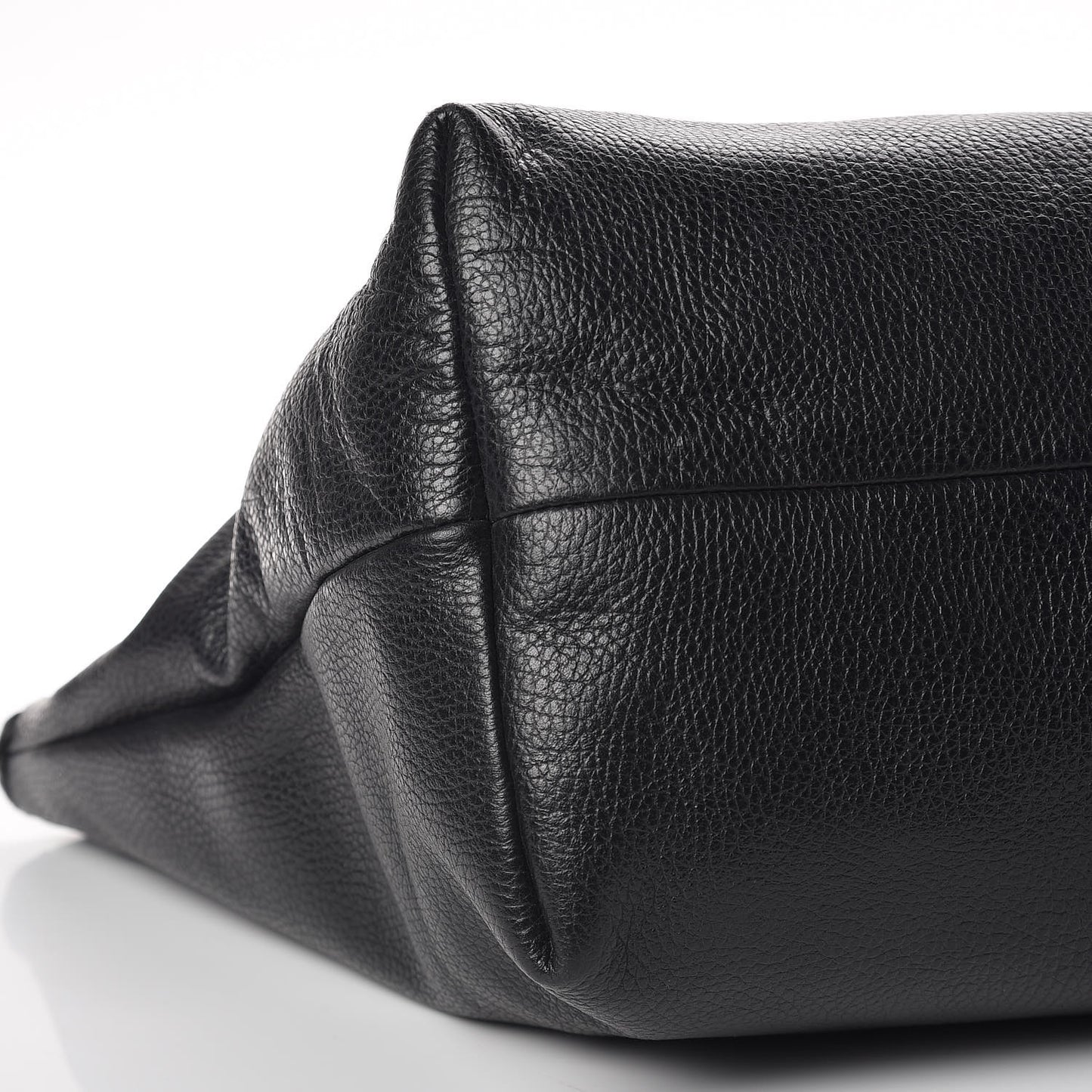 Pebbled Calfskin Large Bamboo Tassel Tote Black