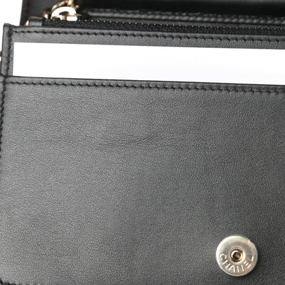 Chanel Caviar Camellia Embossed Wallet On Chain WOC Black 12 of 13