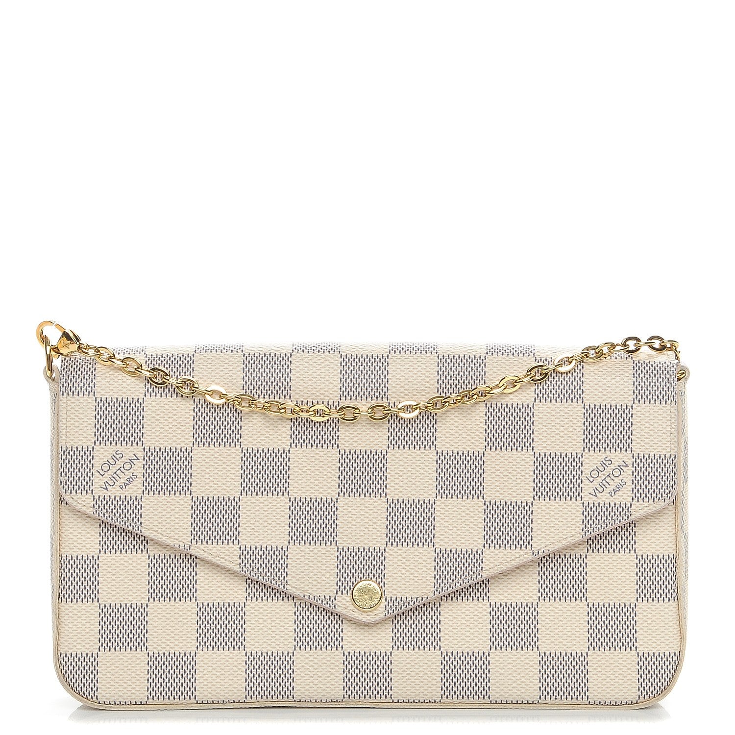 Louis Vuitton Damier Azur Pochette Felicie Chain Wallet Rose Ballerine 1 of 10