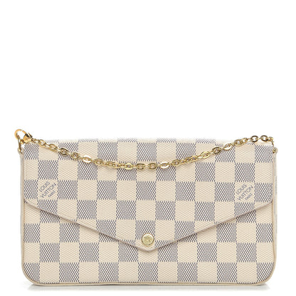 Louis Vuitton Damier Azur Pochette Felicie Chain Wallet Rose Ballerine 1 of 10