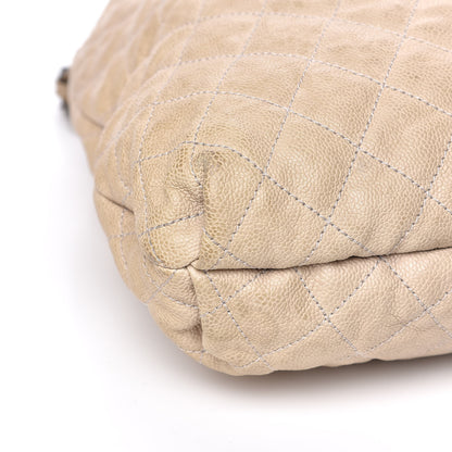 Chanel Distressed Glazed Caviar Quilted Large Elastic Tote Beige 12 of 14