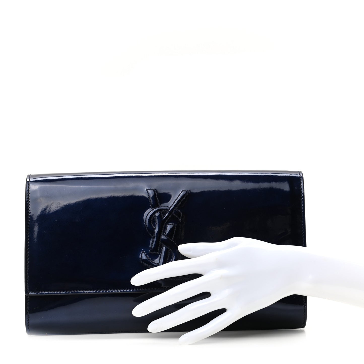 Patent Monogram Large Belle De Jour Clutch Navy Blue