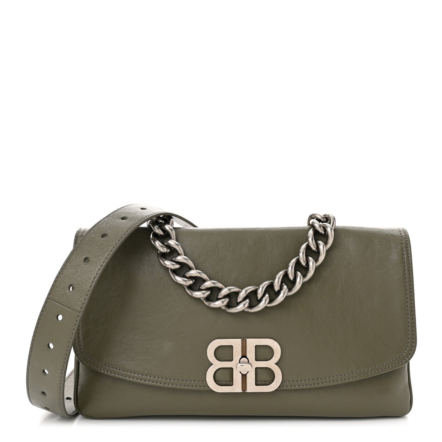 Calfskin Medium BB Soft Flap Bag Army Green