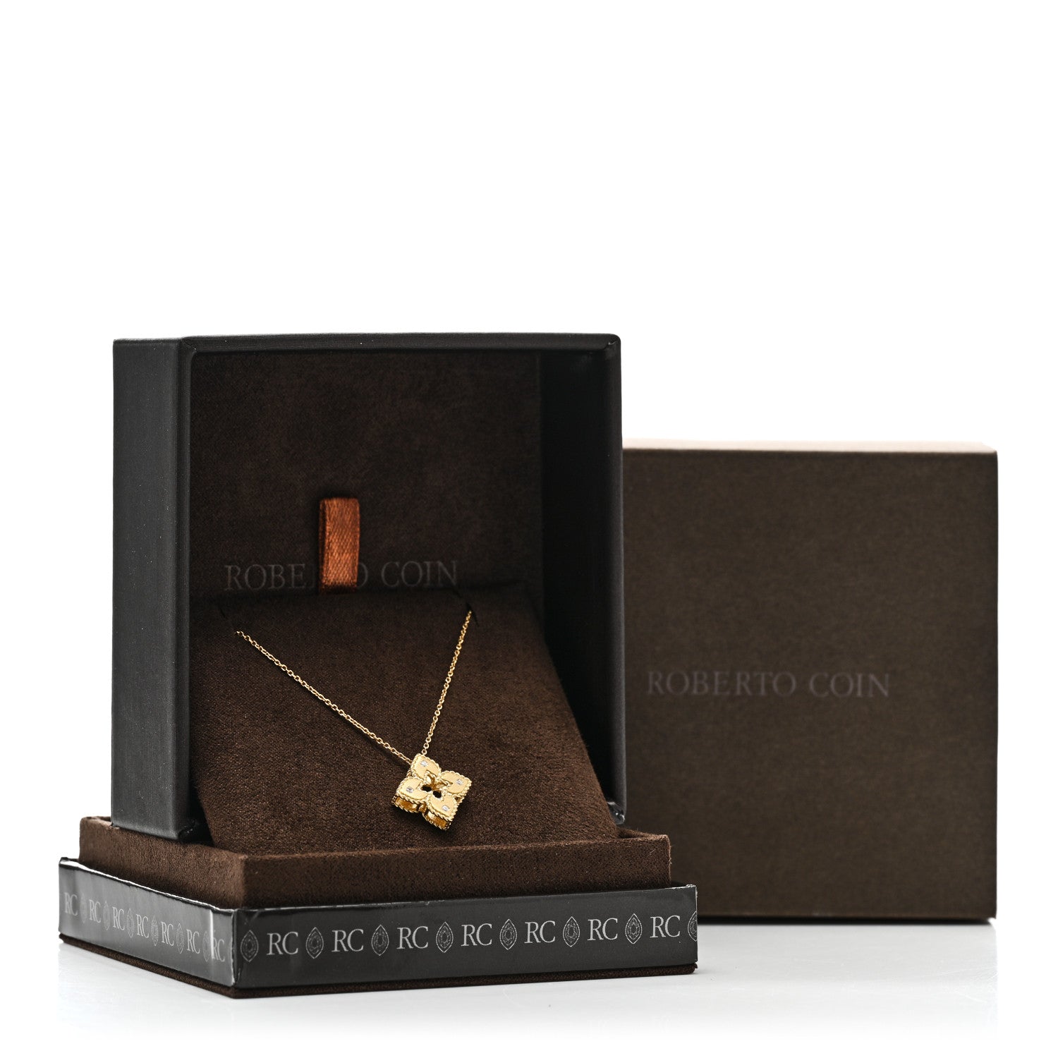 Roberto Coin 18K Yellow Gold Diamond Extra Small Petite Venetian Princess Flower Pendant Necklace 6 of 6