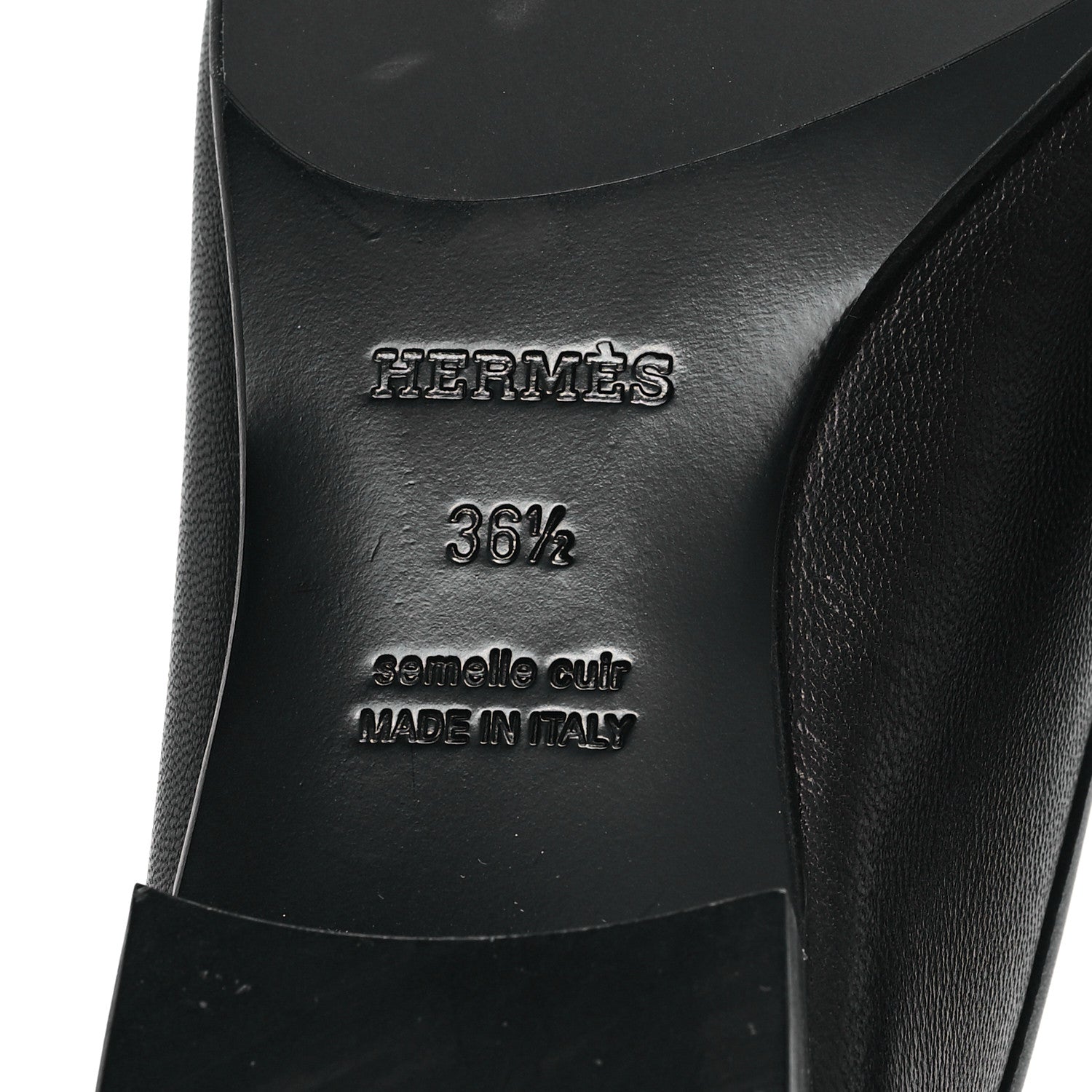 Hermes Goatskin Womens Paris Loafers 36.5 Black 7 of 10