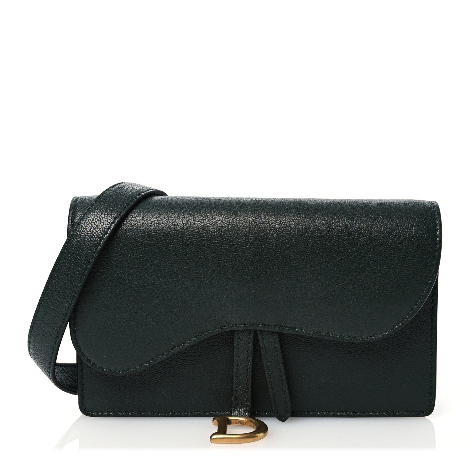 Christian Dior Goatskin Saddle Belt Bag Green 1 of 13