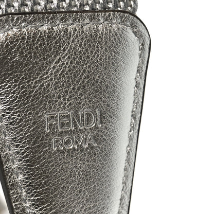 Fendi Jacquard Ribbon Vitello King FF Bi-Color Intreccio Adjustable Strap You Silver Beige 3 of 5