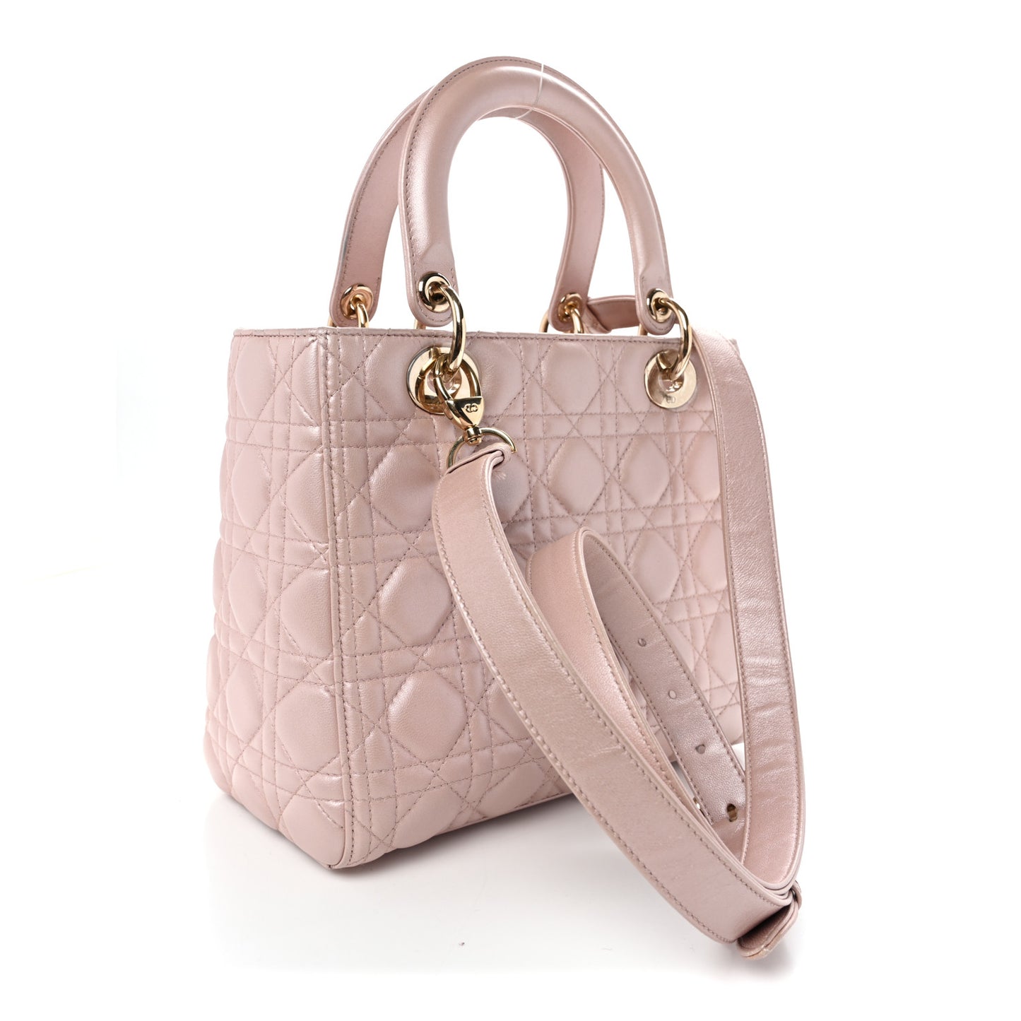 Pearly Lambskin Cannage Medium Lady Dior Lotus