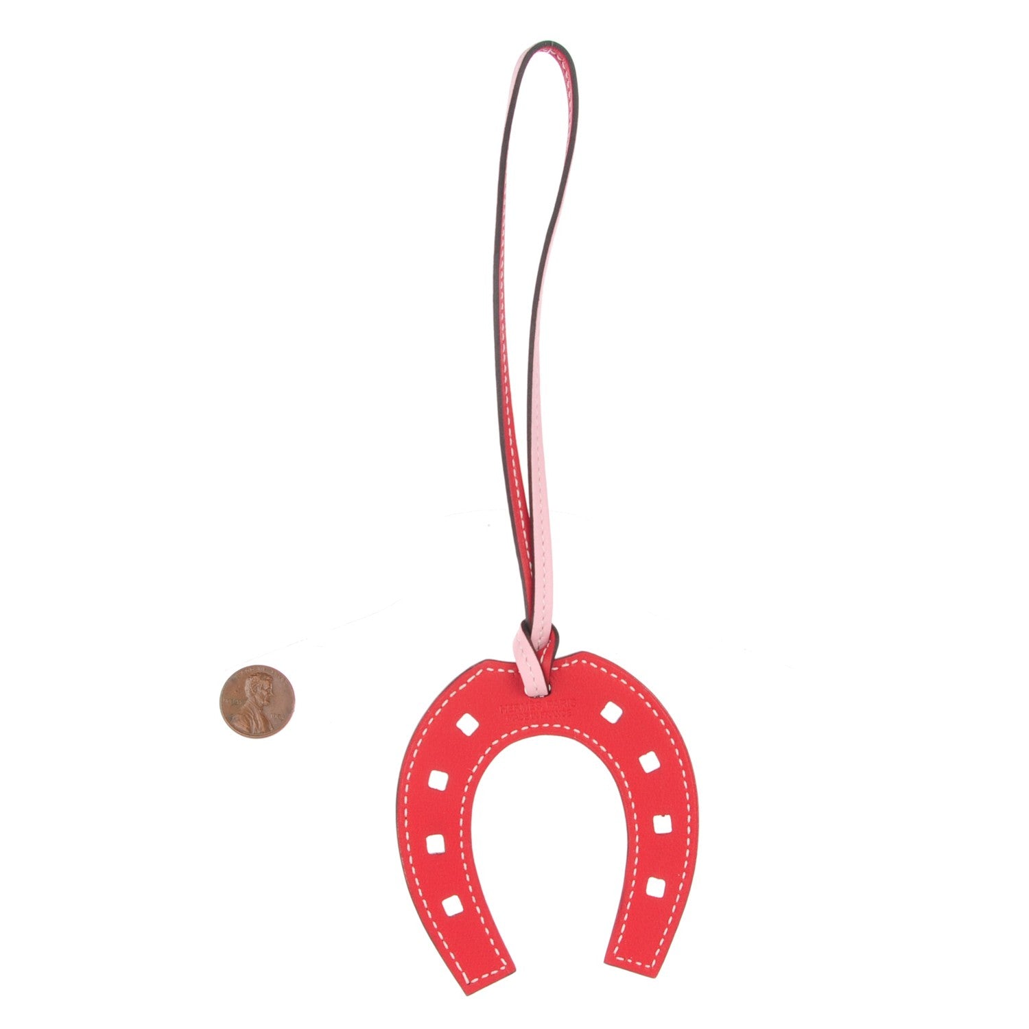 Hermes Swift Paddock Horseshoe Bag Charm Rose Sakura Vermillion 2 of 4