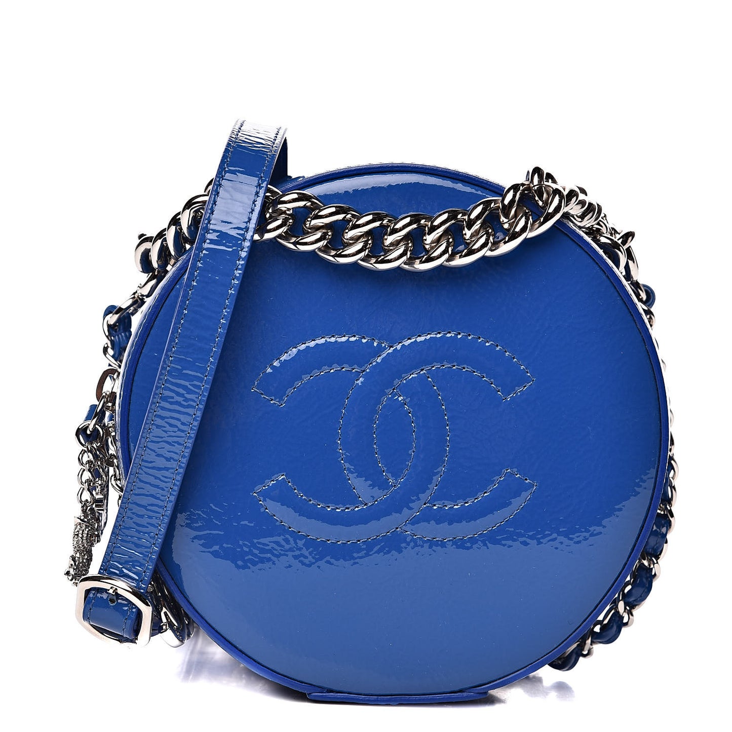 Patent Round As Earth Evening Bag Blue