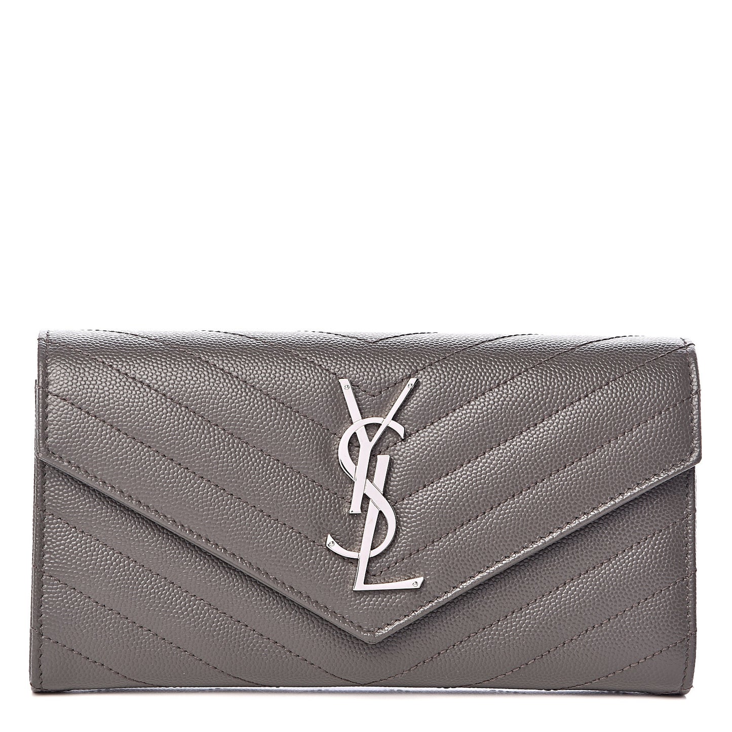 Grain De Poudre Matelasse Chevron Monogram Flap Wallet Fog