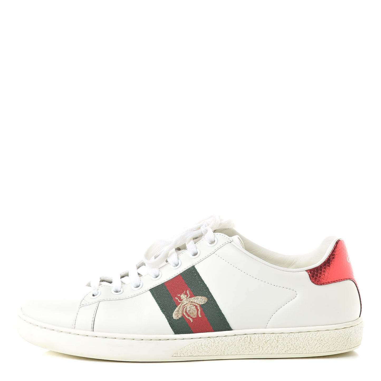 Calfskin Ayers Web Bee Embroidered Womens Ace Sneakers 38.5 White Green