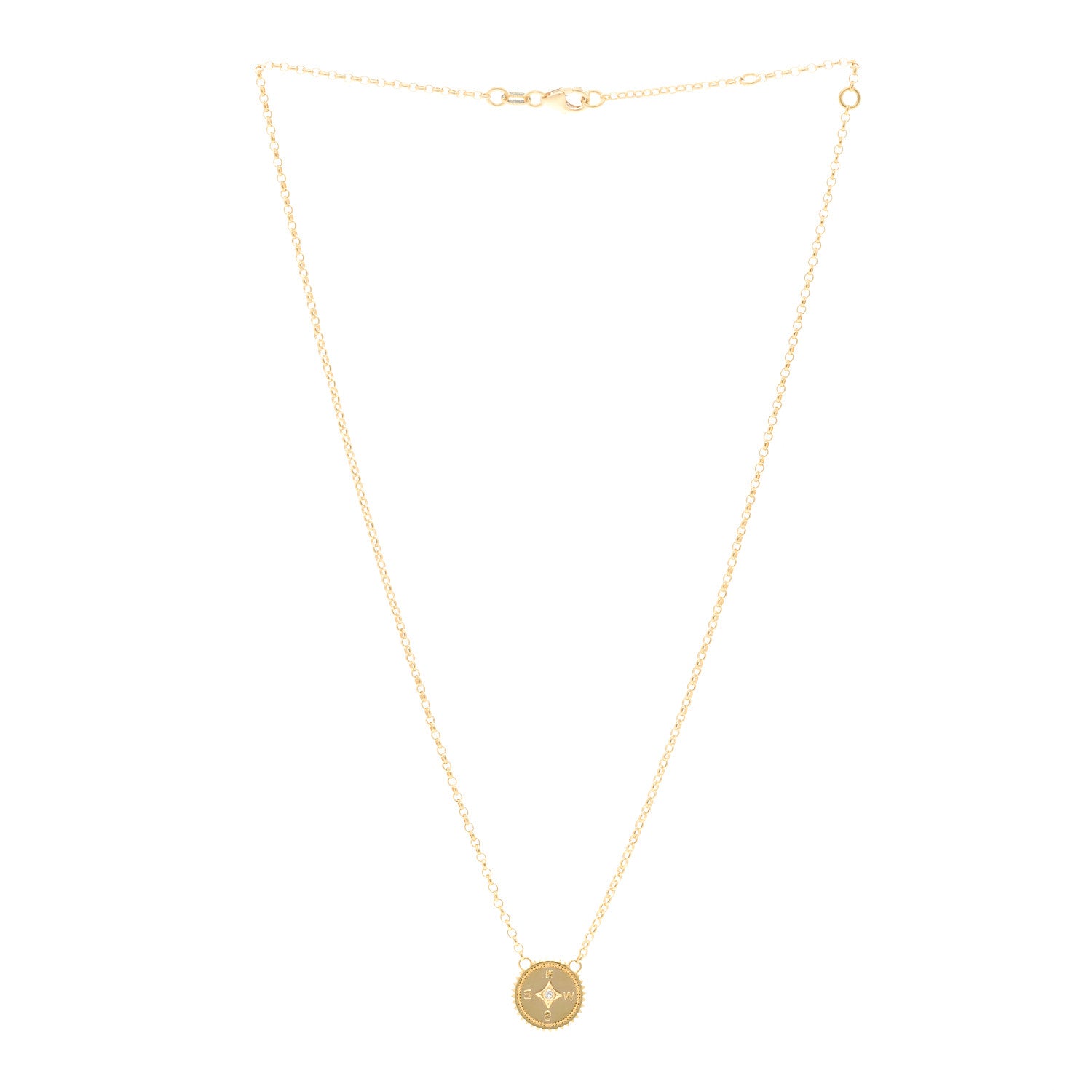 Foundrae 18K Yellow Gold Diamond Internal Compass Stationary Necklace 3 of 5