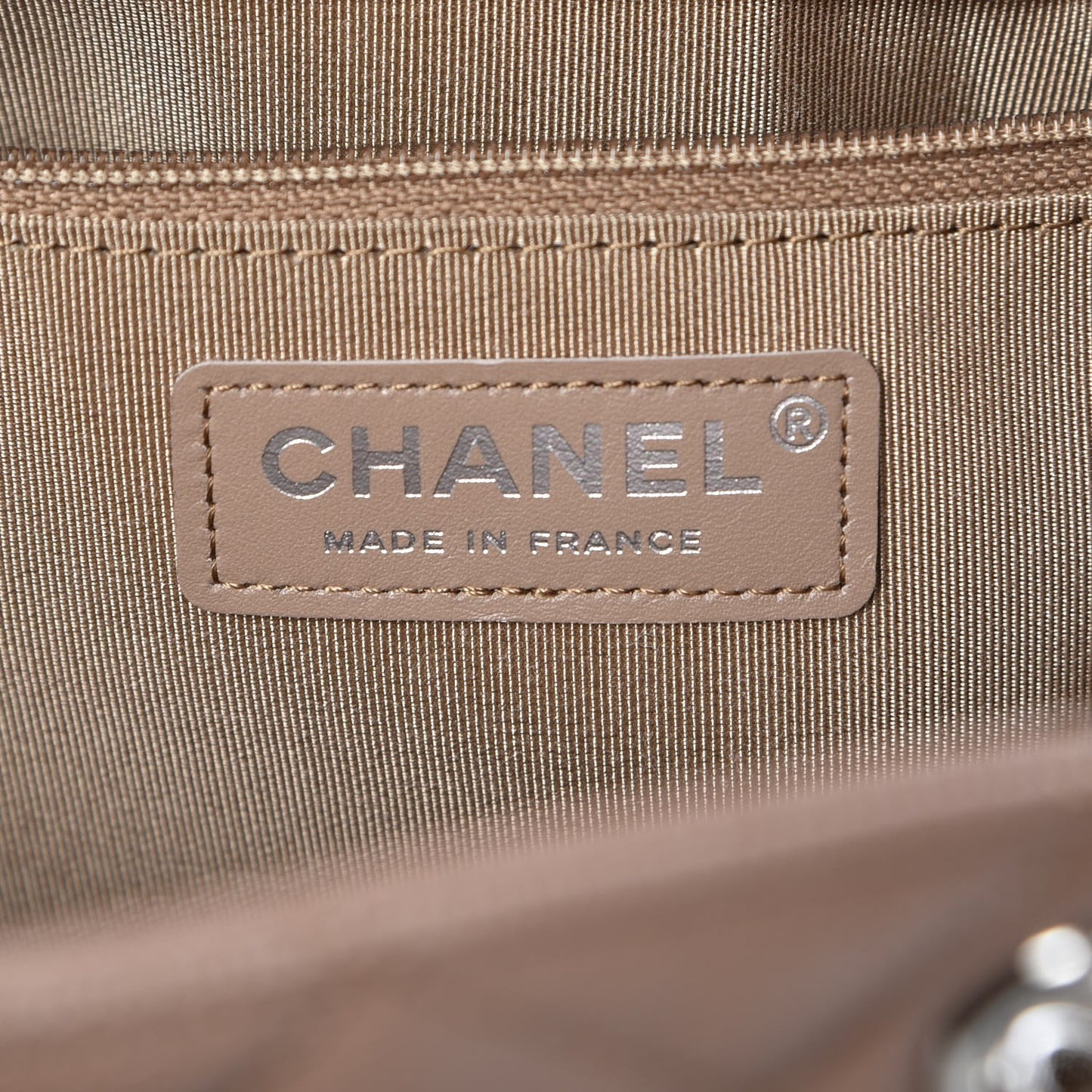 Caviar Quilted Large Shopping Tote Dark Beige