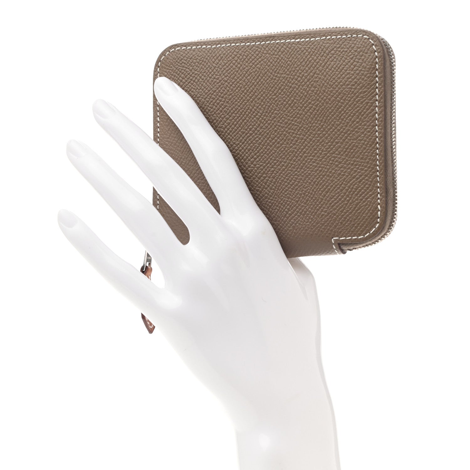 Hermes Epsom Silk'in Compact Wallet Etoupe 2 of 7