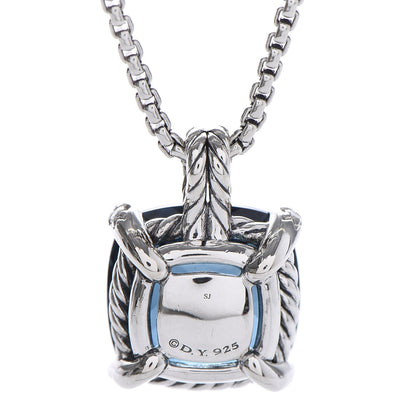 David Yurman Sterling Silver Diamond Hampton Blue Topaz 14mm Chatelaine Pendant Necklace 5 of 6