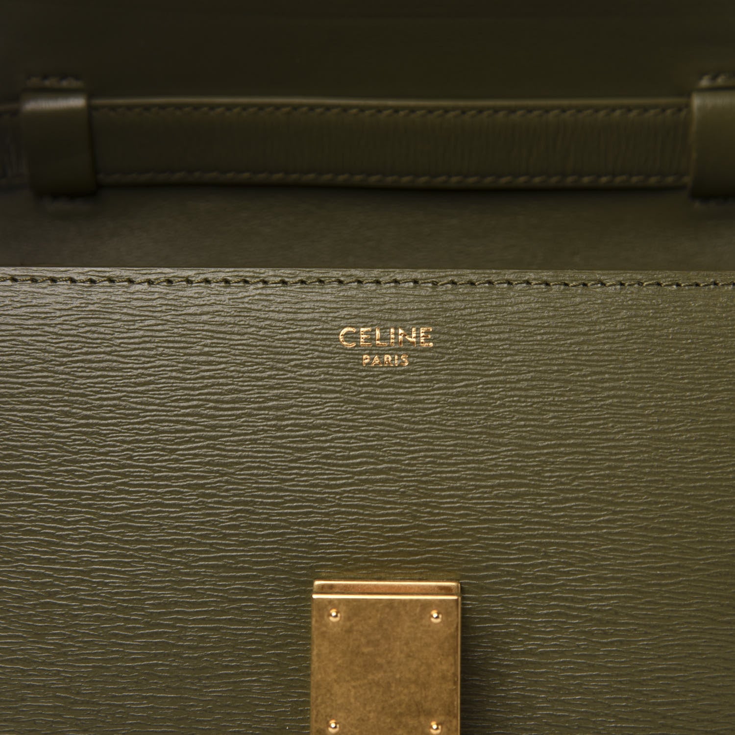 Celine Liege Calfskin Teen Classic Box Flap Bag Dark Olive 6 of 12