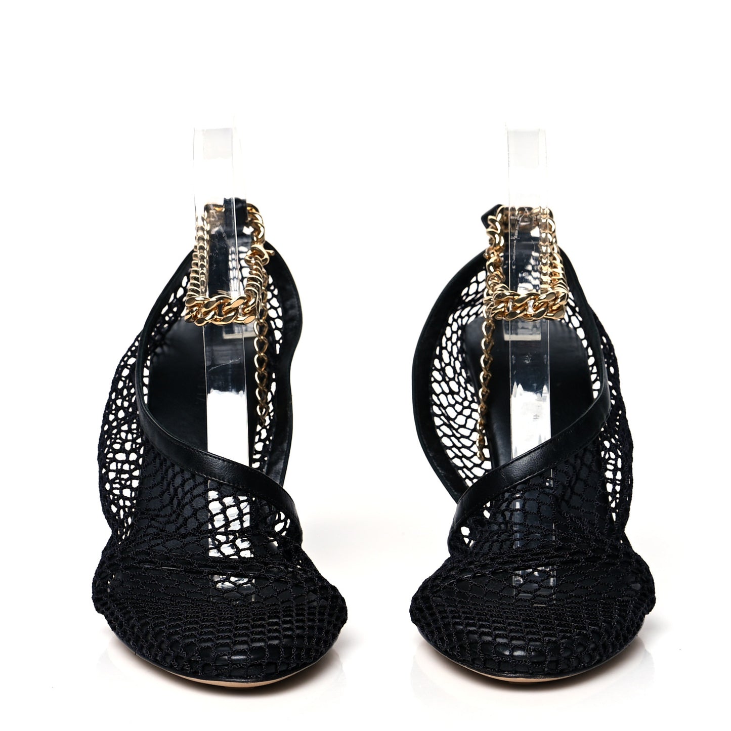 Mesh Nappa Chunky Chain Sandals 40 Black