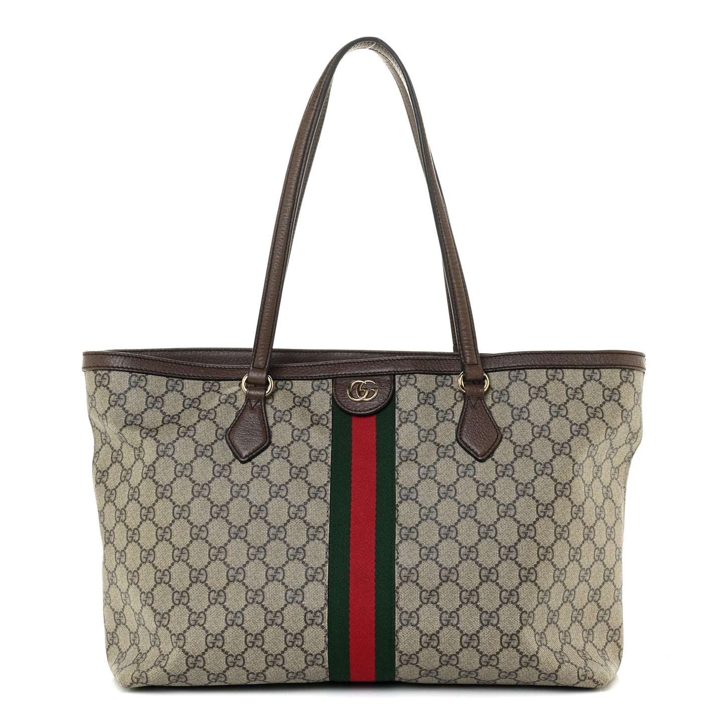 GG Supreme Monogram Medium Ophidia Shopping Tote Brown