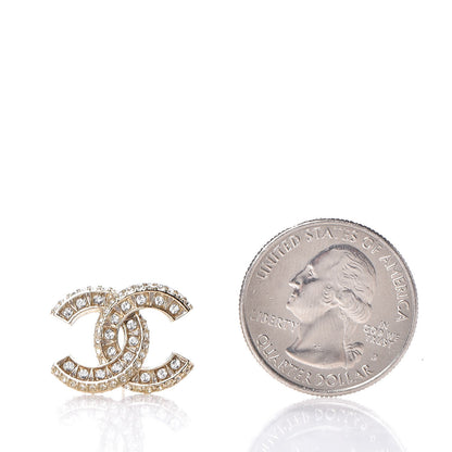Chanel Crystal Timeless CC Earrings Light Gold 2 of 3