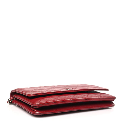 Chanel Caviar Quilted Wallet on Chain WOC Dark Red 4 of 12
