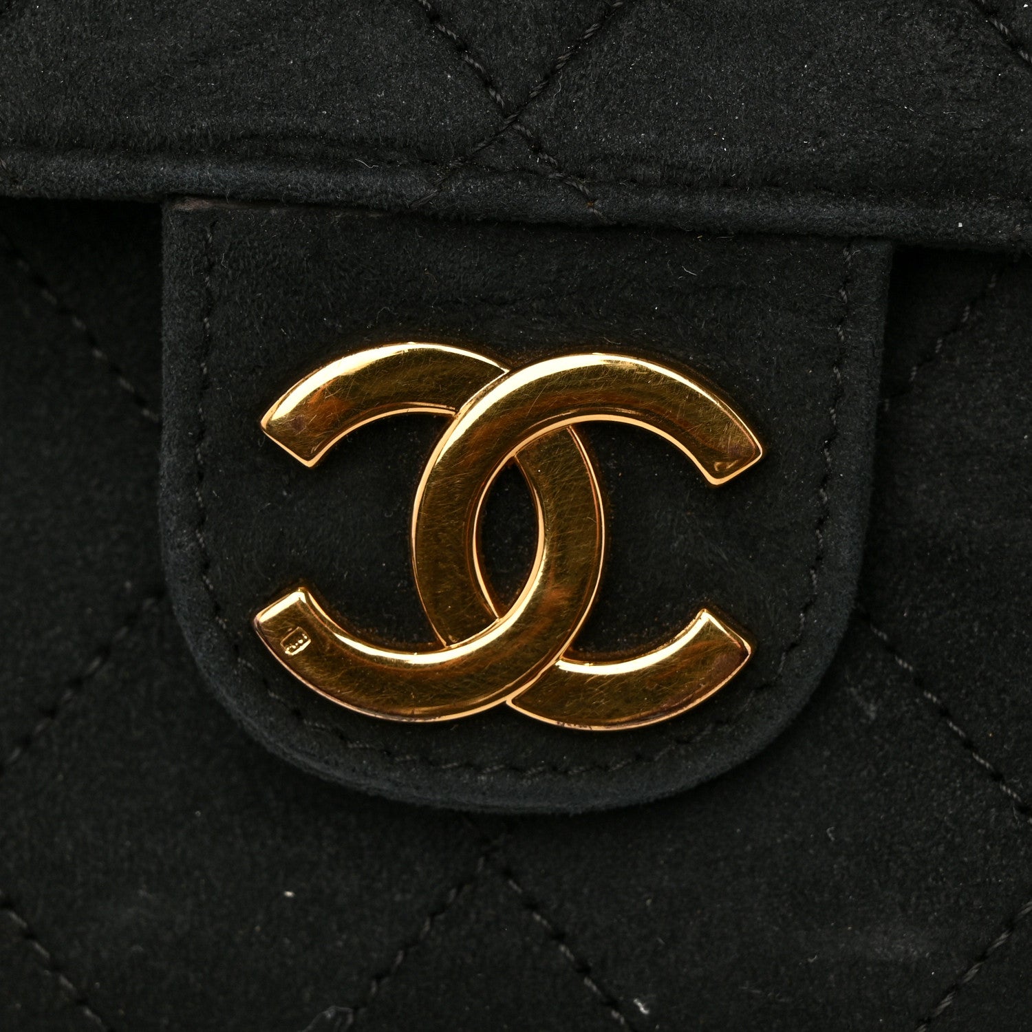 Chanel Suede Quilted Medium Single Flap Black 13 of 14