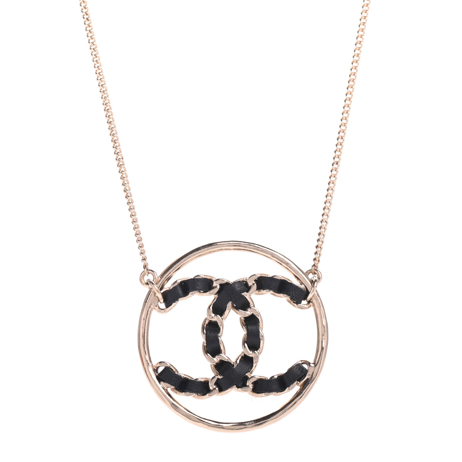 Chanel Lambskin CC Chain Necklace Gold Black 1 of 5