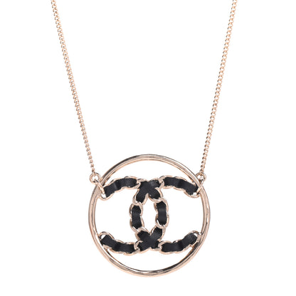Chanel Lambskin CC Chain Necklace Gold Black 1 of 5