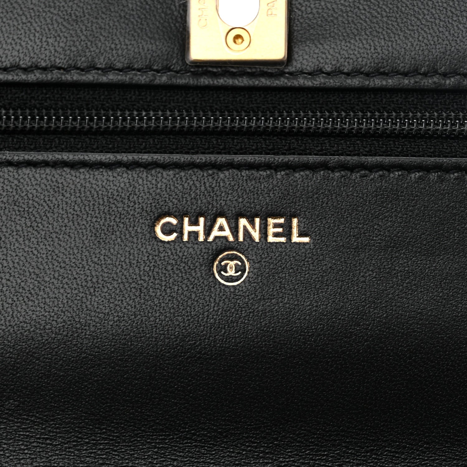 Chanel Lambskin Quilted CC Pearl Crush Wallet on Chain WOC Black 6 of 11