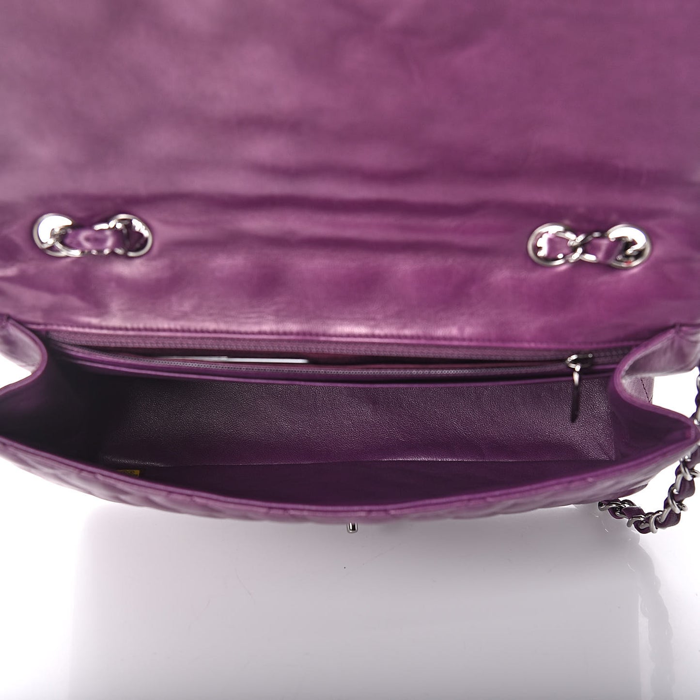 Lambskin Quilted Jumbo Single Flap Dark Purple