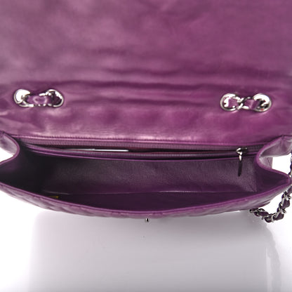 Chanel Lambskin Quilted Jumbo Single Flap Dark Purple 7 of 15