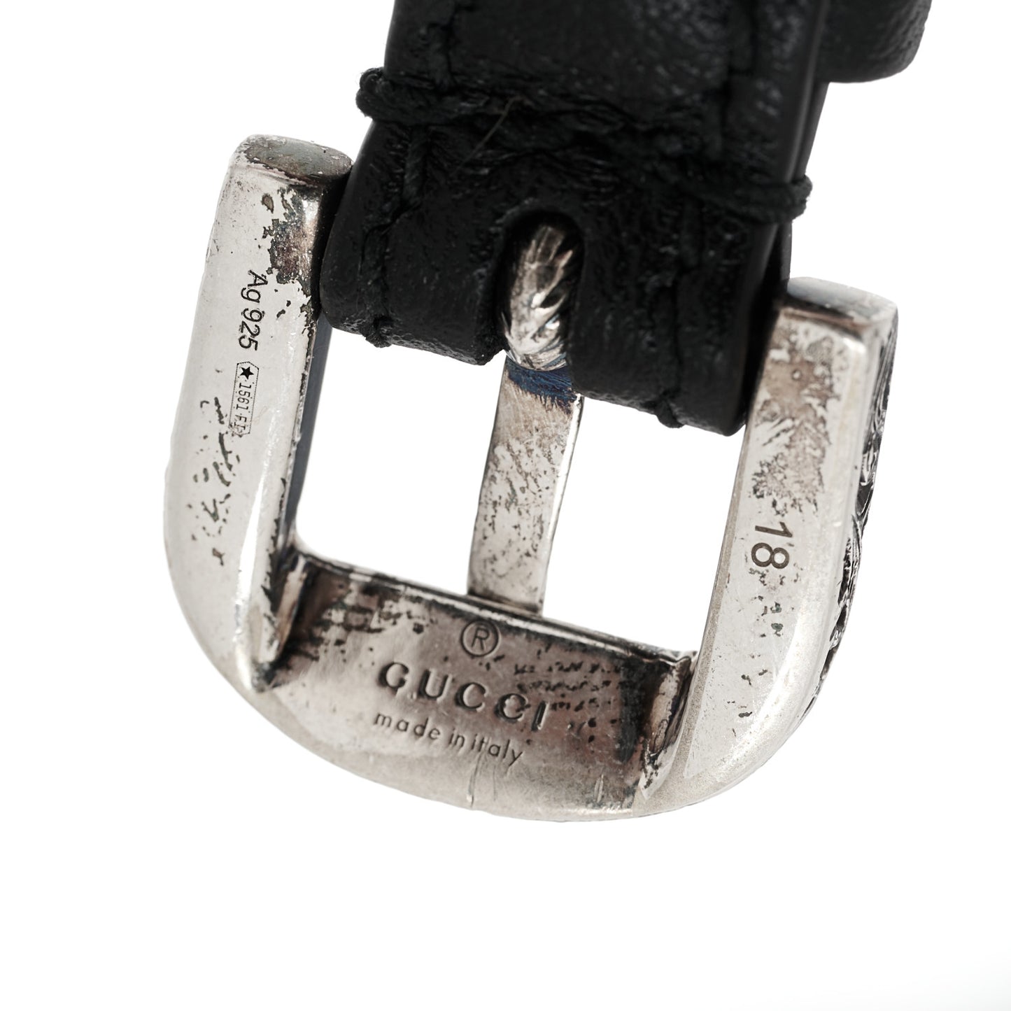 Sterling Silver Calfskin Logo Bracelet Black