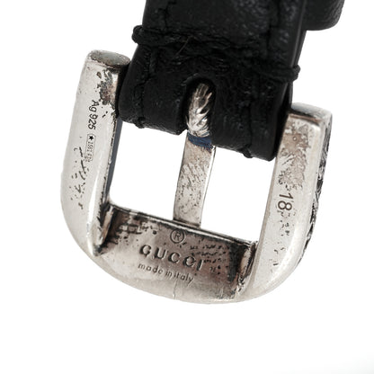 Gucci Sterling Silver Calfskin Logo Bracelet Black 5 of 5