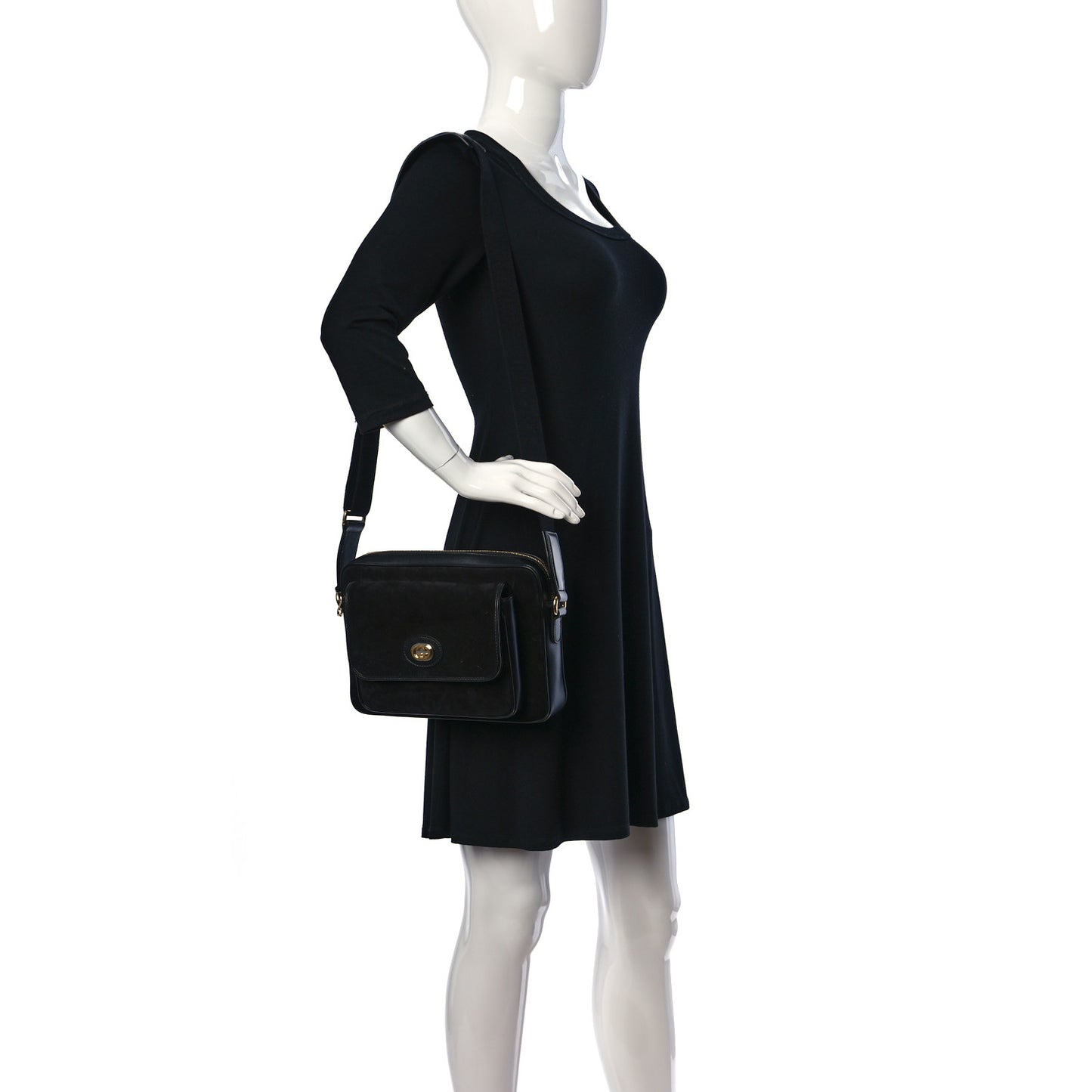 Calfskin Suede Morpheus Messenger Bag Black