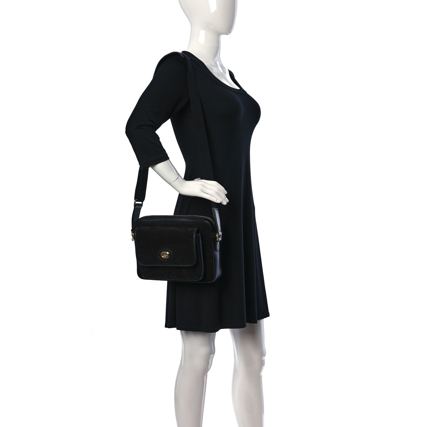 Gucci Calfskin Suede Morpheus Messenger Bag Black 2 of 11