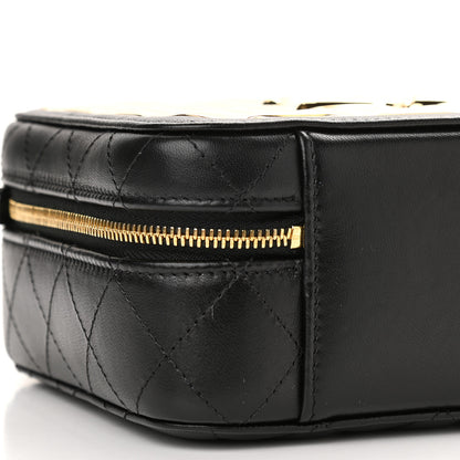 Chanel Lambskin Metal Quilted Golden Plate Vanity Case Black Golden Plate Vanity Case Black Gold 8 of 10