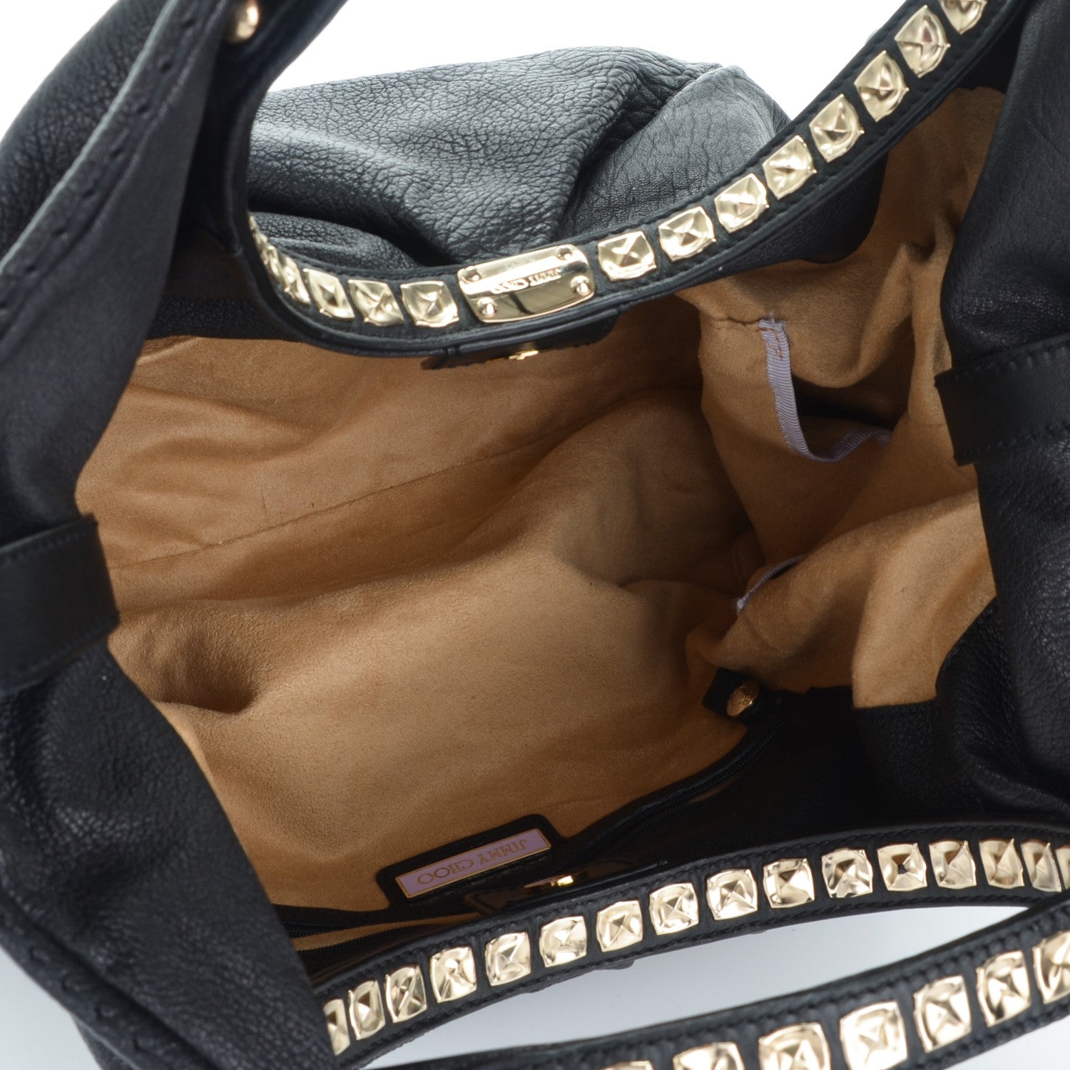 Jimmy Choo Grained Calfskin Studded Sylvia Hobo Black 5 of 7