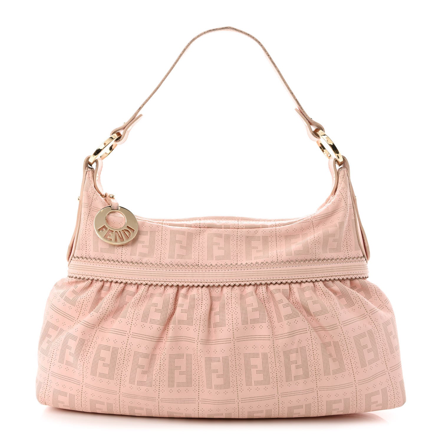 Fendi Calfskin Perforated Chef Hobo Pink 1 of 17