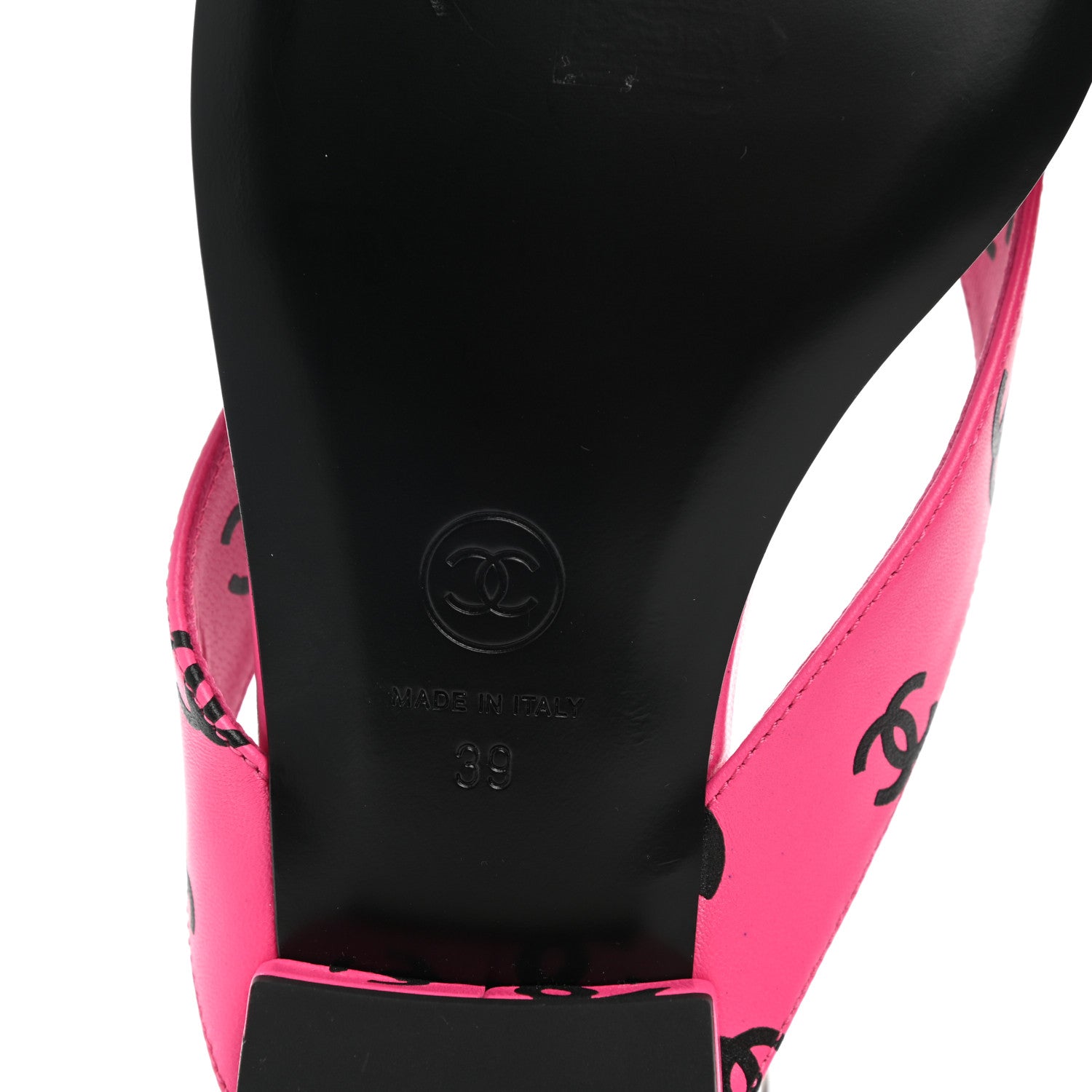 Chanel Printed Lambskin Coco Beach Thong Sandals 39 Dark Pink Black 6 of 9