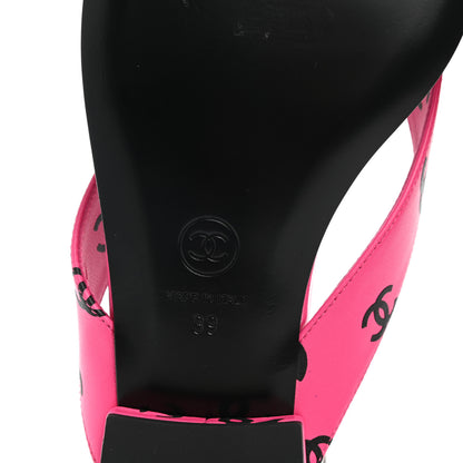 Chanel Printed Lambskin Coco Beach Thong Sandals 39 Dark Pink Black 6 of 9