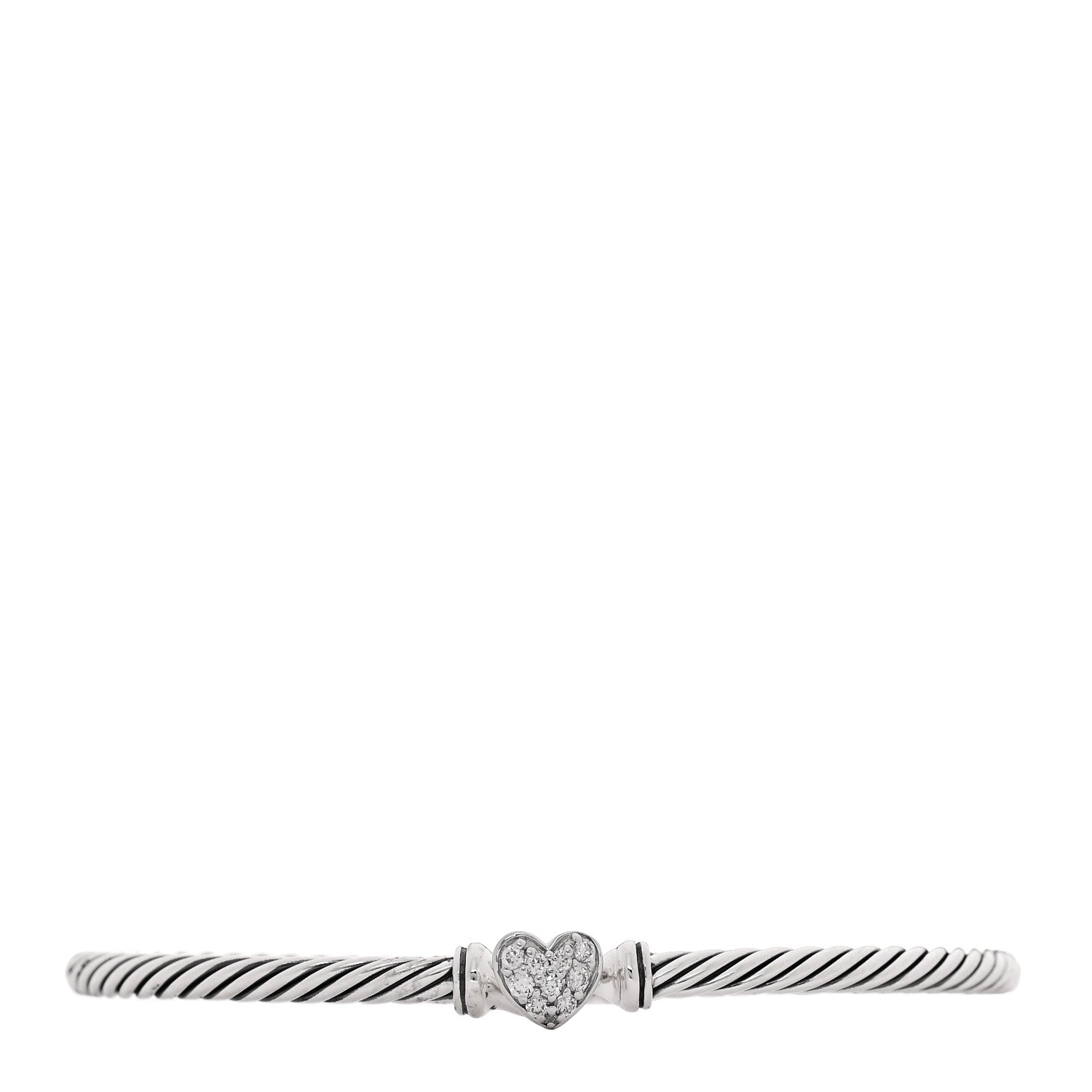 David Yurman Sterling Silver Diamond Cable Collectibles Heart Bracelet 1 of 4