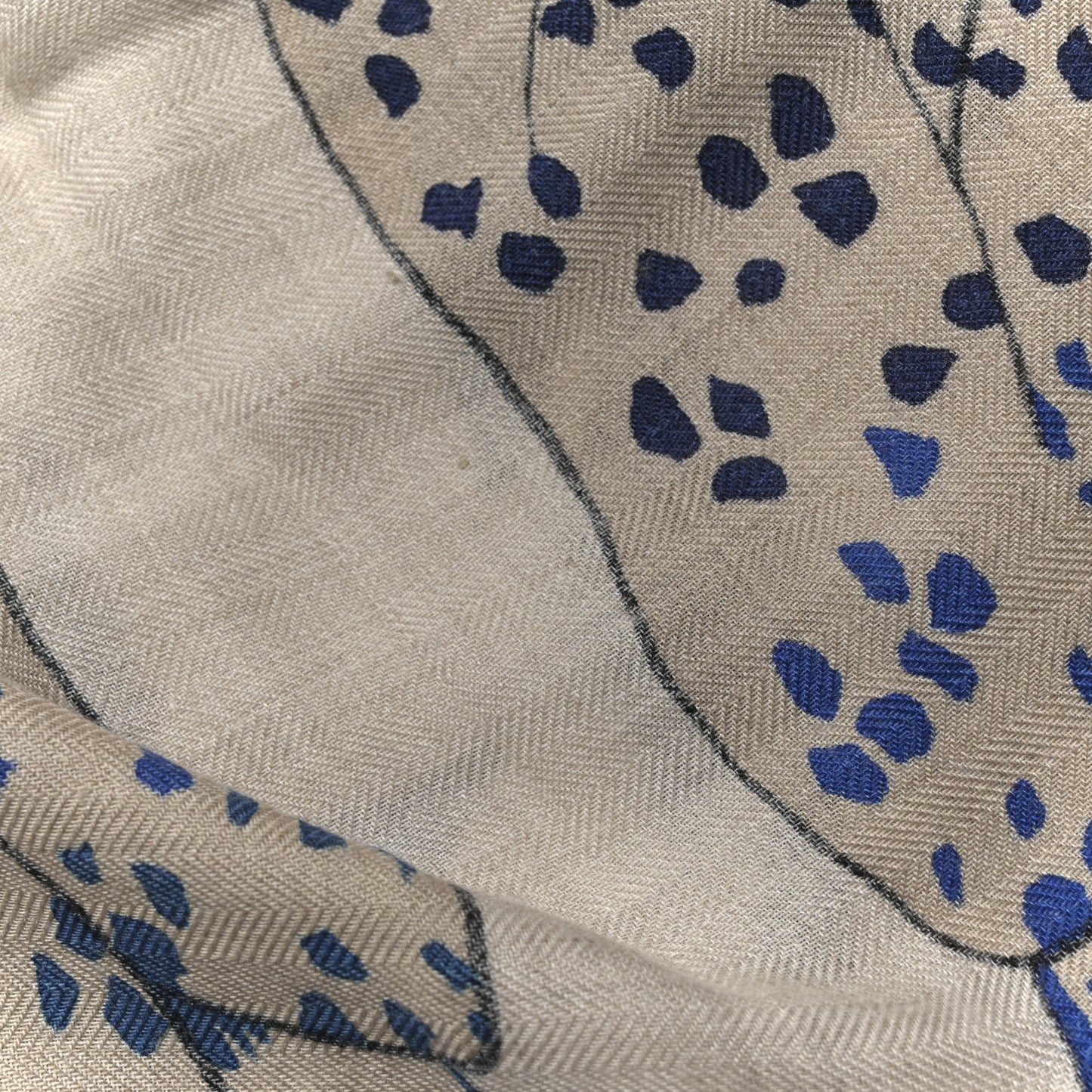 Cashmere Silk Les Leopards Shawl 140 Naturel Bleu Orange