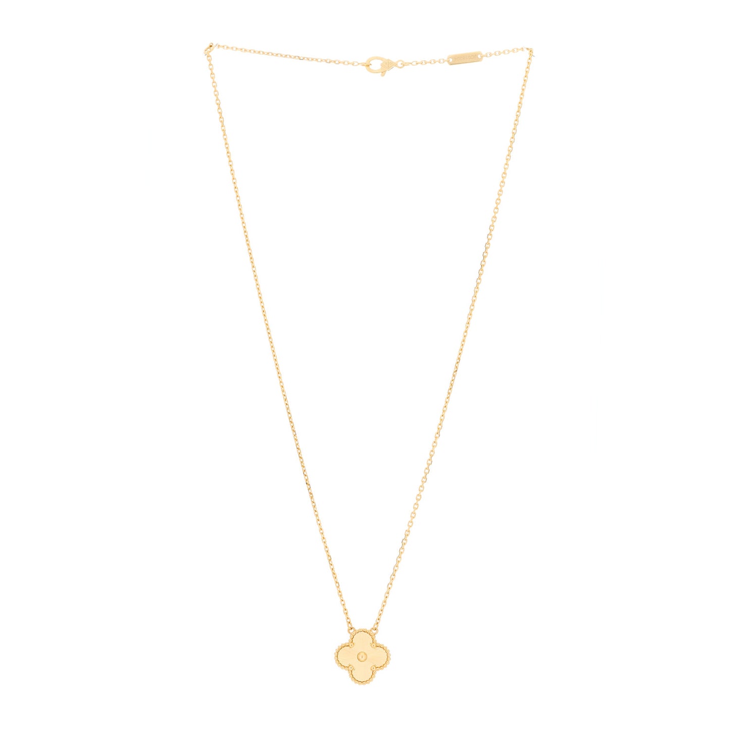 18K Yellow Gold Guilloche Vintage Alhambra Pendant Necklace