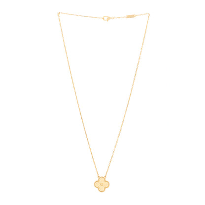 Van Cleef & Arpels 18K Yellow Gold Guilloche Vintage Alhambra Pendant Necklace 2 of 5